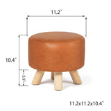Asense Small Round Ottoman Foot Rest Stool Fabric Padded Seat Footstool Ottoman with Wooden Legs (Dark Orange,Fabric) Asense