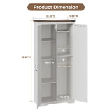 Befrases 72" H White Tall Farmhouse Storage Cabinet with Adjustable Shelves, Large Pantry Organize with 2 Barn Doors, Freestanding Cabinet for Kitchen, Garage, Basement, Living, Utility Room Befrases