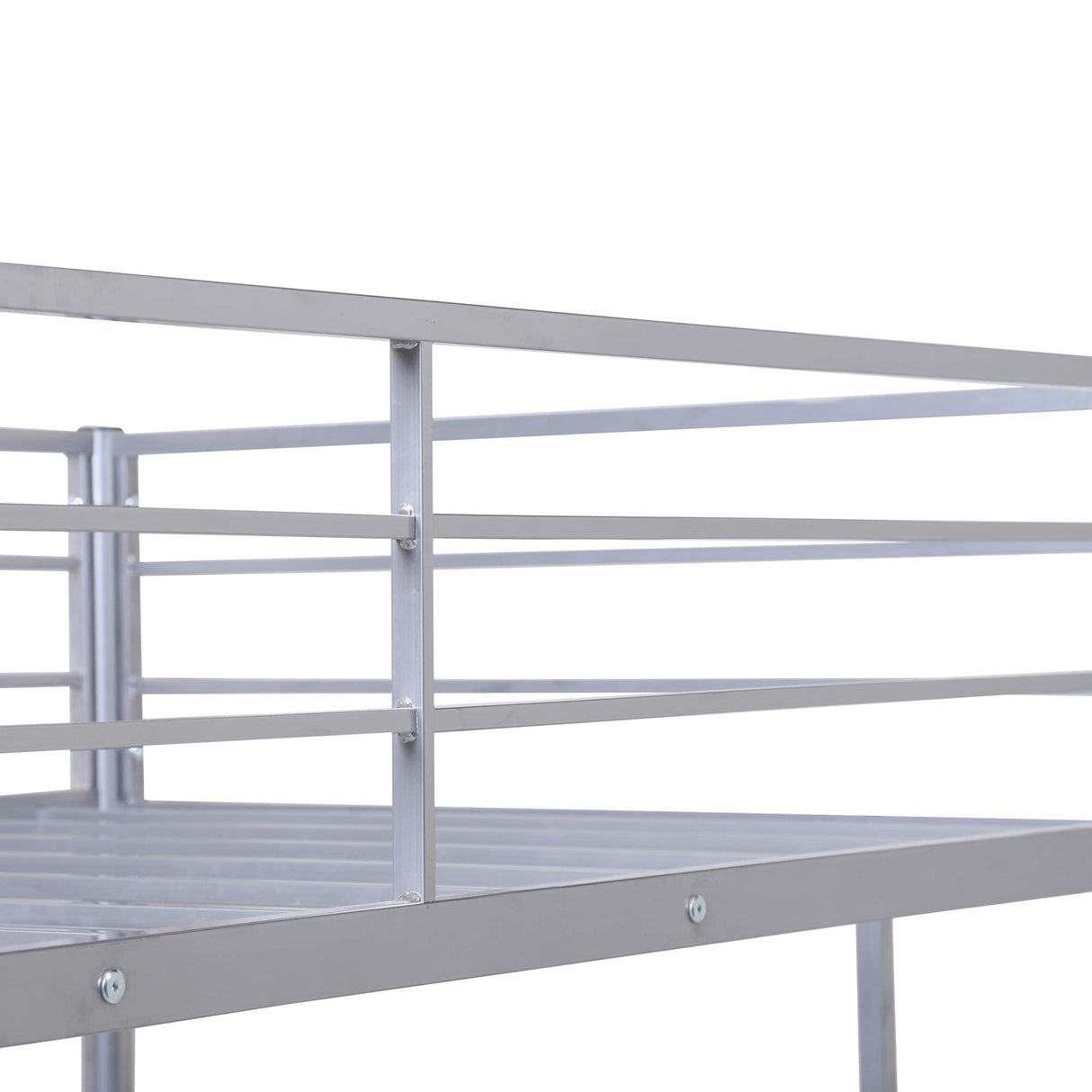 Harper & Bright Designs Twin Over Full Metal Bunk Bed with Desk, L Shaped Bunk Bed with Ladder and Quality Slats for Bedroom- Silver Harper & Bright Designs