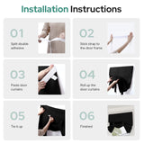 HOMEIDEAS Blackout French Privacy Door Curtains for Door Window,Curtains for Glass, Thermal Insulated Tie Up Shade Window Covering for Bedroom, Black, W26 X L40 Inch, 1 Panel HOMEIDEAS