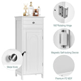 Tangkula White Wooden Bathroom Floor Cabinet with Large Drawer and Adjustable Shelves Tangkula