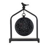 SOFFEE DESIGN 7.5'' x 10'' Mantel Clock Iron Tower Frame, Creative Bird Ornament Tabletop Clock, Silent Clock with Hollow Carved Back Cover for Home Decor, Black SOFFEE DESIGN
