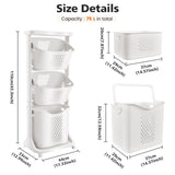 BAOKALER Rolling Laundry Hamper Cart with Wheels, 3 Tier White Laundry Baskets, Clothes Hamper with Portable Storage Baskets for Kitchens, Bathrooms, Bedrooms, Classrooms, Laundry Rooms(75L) BAOKALER