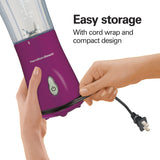 Hamilton Beach Portable Blender for Shakes and Smoothies with 14 Oz BPA Free Travel Cup and Lid, Durable Stainless Steel Blades for Powerful Blending Performance, Raspberry (51131) Hamilton Beach