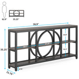 Tribesigns 70.9 inch Sofa Console Table, Extra Long Narrow Entryway Tables with 3 Tier Wood Storage Shelves Metal Frame for Foyer Hallway Living Room Behind Couch, Black Rustic Gray Tribesigns