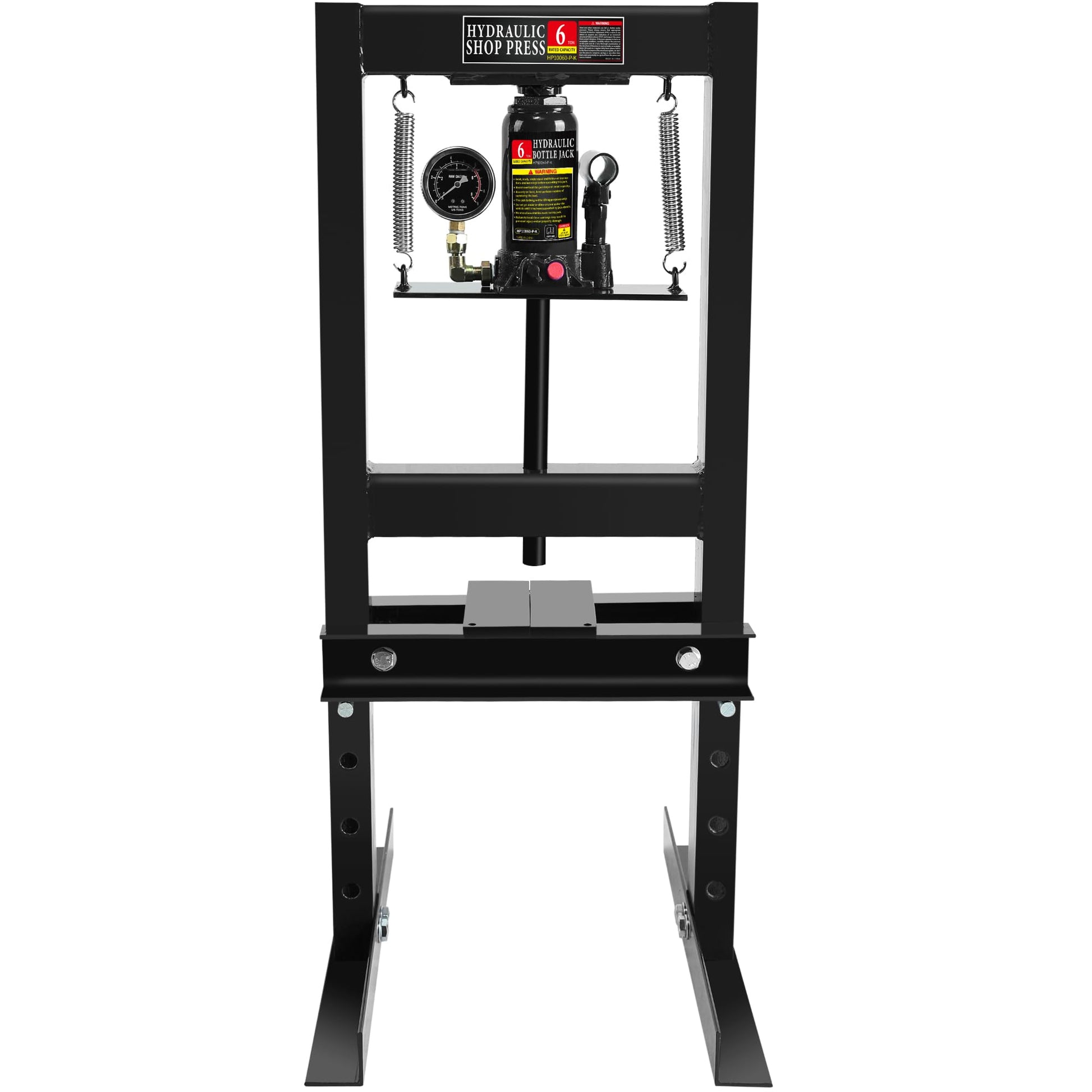 Dithoko Hydraulic Shop Press, 6 Ton H-Frame Garage Floor Mount Press with Adjustable Working Table and Pressure Gauge, Garage Floor Adjustable Shop Press to Bend, Straighten or Press Parts (B - WoodArtSupply