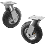 RRQ 8 Inch Caster Wheels, Pneumatic Swivel Caster Wheels with Zinc Top Plate 360 Degree Rotation for Cart, Dolly, Trolley, Workbench and Wagon, Black Rubber Wheels, 590 Lbs Total Capacity (2 Pack) RRQ