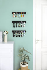 Mkono Wood Sunglasses Storage Organizer Wall Mounted Eyeglasses Holder Eyewear Display Rack Rustic Home Decor, Set of 3, Black Mkono