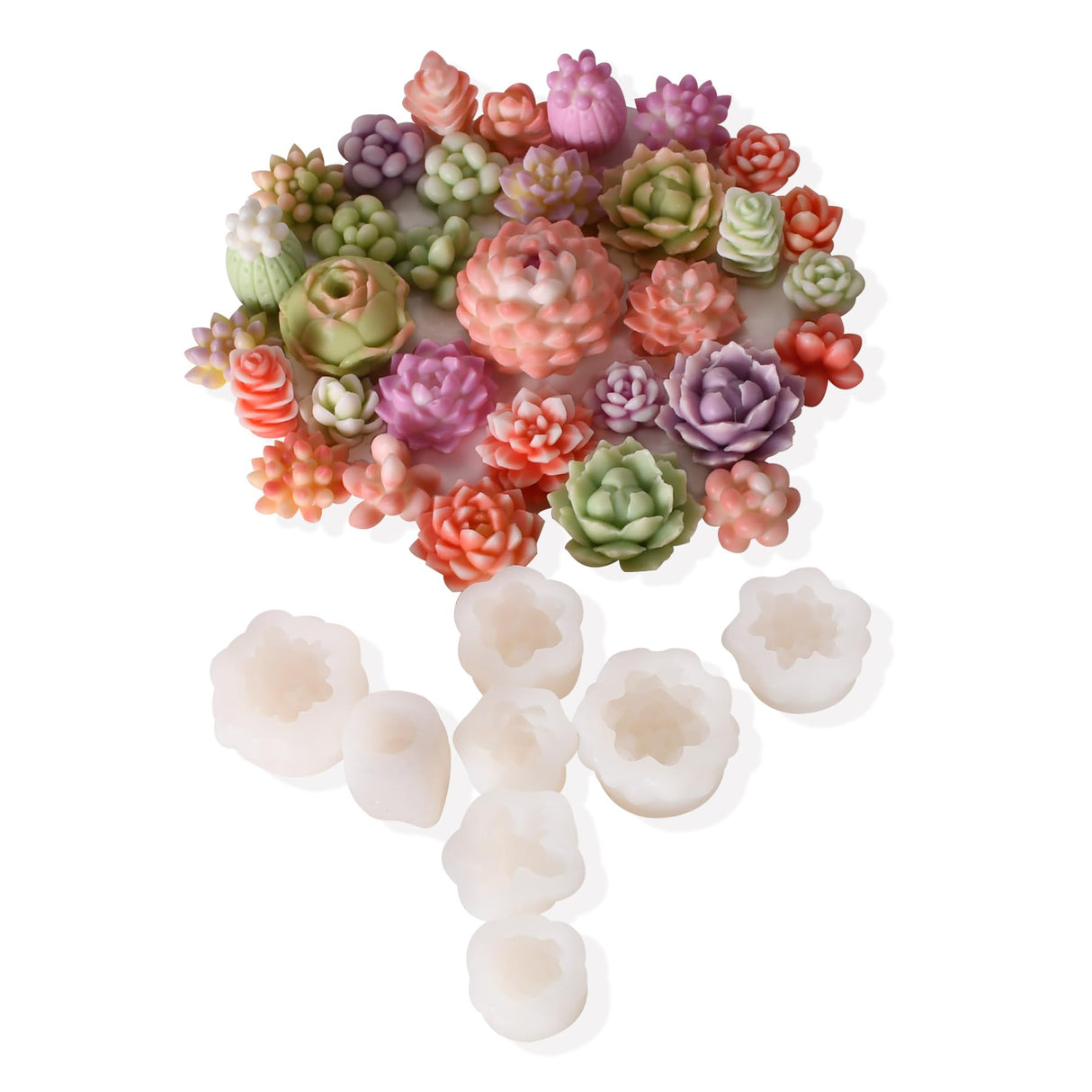 HOMYCOCO 12PCS Succulent Flower Candle Molds Epoxy Resin Wax Mold Silicone Candle Moulds for Candle Craft Making Handmade Gift Ornaments Decoration HOMYCOCO