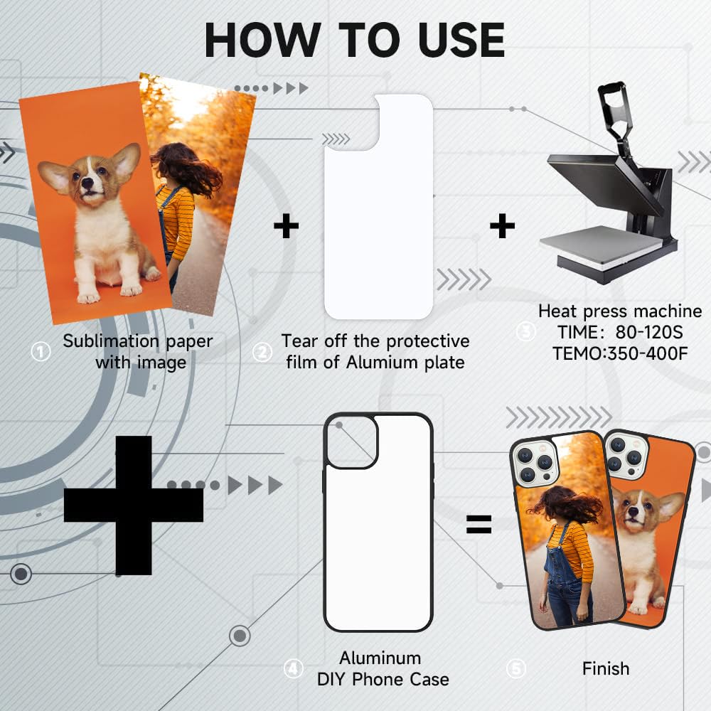 FOQENCCI 5 Piece Sublimation Blank Case Compatible for iPhone 15 Pro Max Soft Rubber + Hard PC Blanks Printable DIY Aluminum Anti-Slip Shockproof Bumper Phone Cover Compatible for iPhone 15 Pro Max FOQENCCI