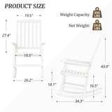Cozyman Outdoor Rocking Chairs Set of 2, Acacia Wood Rocking Chairs, Patio Rocker Chair with Wide Seats, White Cozyman