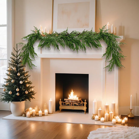 IDEAS BY ACES Real Feel Dense Norfolk Pine Christmas Garland - 68" for $24.99 with Prime delivery. Confirm Your Seller is IDEAS BY ACES to Avoid counterfeits IDEAS BY ACES