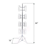 SSWBasics 4-Tier Chrome Rotating Standing Literature Rack - 64'H x 16"D - 16 Pockets Total - Sleek Floor Standing Book Display Rack for Periodicals - Sturdy Comic Book Display Stand for Magazines, SSWBasics