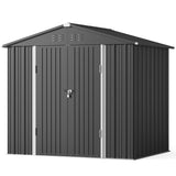 Gizoon Outdoor Storage Shed 8 x 6 FT, Galvanized Metal Garden Shed with Double Lockable Doors, Outdoor Storage Clearance for Backyard Patio Lawn-Dark Grey Gizoon