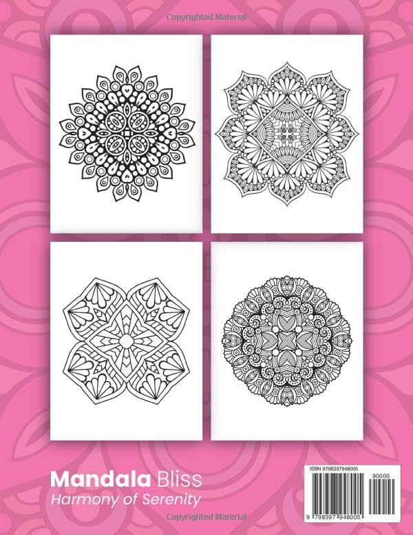 Mandala Bliss for adult and youth - 50 different and creative mandalas: Discover peace through the Harmony of Bliss - captures the essence of the ... 8.5x11.25 inches and it contains 50 mandalas. Majosta
