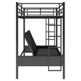 GPCRAC Metal Twin-Over-Futon Bunk Bed with Convertible Couch and Bed for Kids Boys Girl Adults Teens Dorm, Multi-Function, No Box Spring Needed, Black GPCRAC