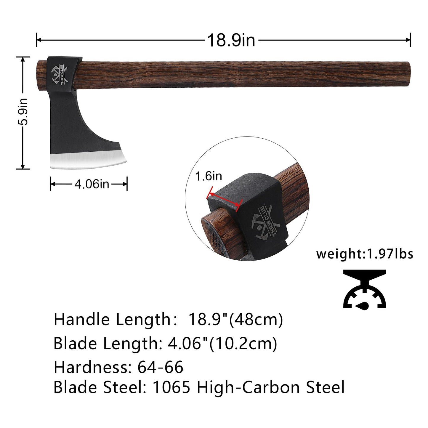 THRWCLUB Throwing Axe Set 2Pack, 18.9" Viking Tomahawk Axe with 1065 High Carbon Steel and Beech Wooden Handle, Well Balanced, Great for Axe Throwing Competition and Recreation - WoodArtSupply