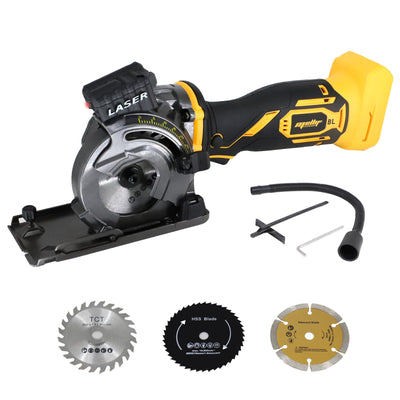 Mellif Mini Circular Saw, Cordless Tile Saw Compatible with DeWalt 20V MAX Battery, 3200RPM, 3 Blades 3-1/2", Max Cutting Depth 1-2/11'', Laser Guide for Wood, Plastic, Soft Metal (Tool Only)
