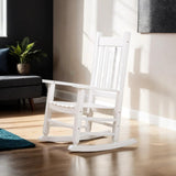 BplusZ Child Rocking Chair Kid's Toddler Rocking Chair Comfy Rocker Furniture Indoor Outdoor Patio Porch Balcony Reading Room for Baby Children Wooden Rocking Chair Ages 6-10, White BplusZ