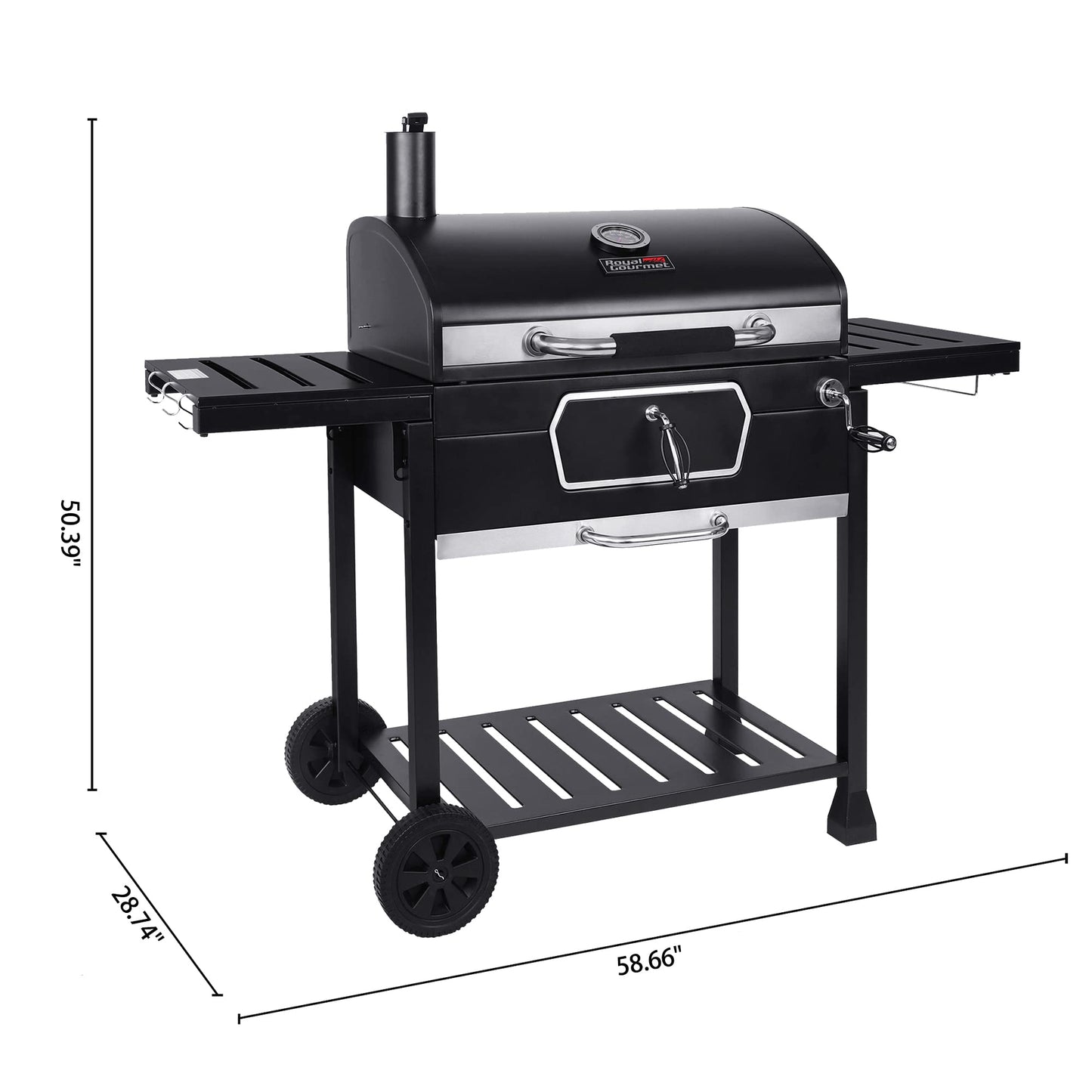 Royal Gourmet CD2030AN 30-Inch Charcoal Grill, Deluxe BBQ Smoker Picnic Camping Patio Backyard Cooking, Black, Large