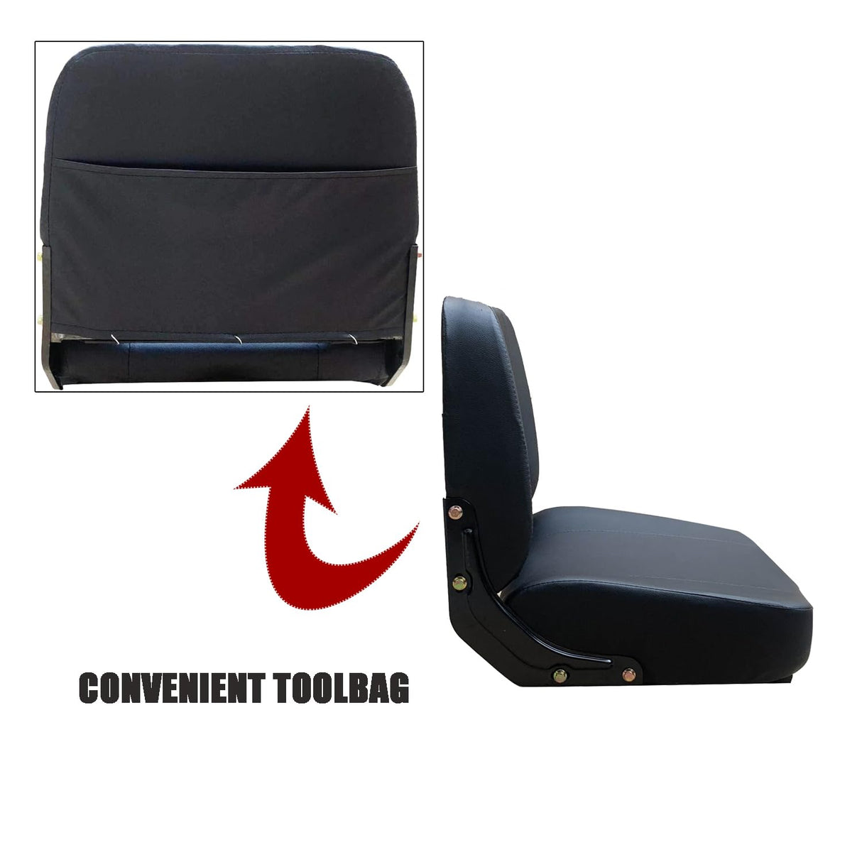 MECUTP Universal Forklift Seat with Adjustable Slide Track and Tool Bag, Tractor Seat Skid Loader Seat Suspension Seat for Excavator Skid Loader Backhoe Dozer Telehandler MECCTP