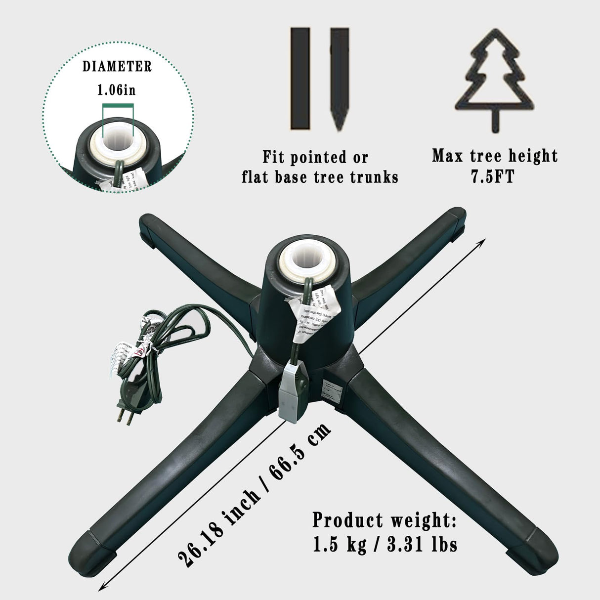 ETONART 360 Degree Rotating Christmas Tree Stand Can Support 7.5 Feet, 100 Lbs Artificial Christmas Tree is Suitable for Christmas Tree Support ETONART