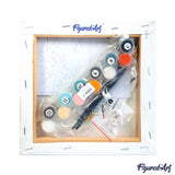 Figured'Art Mini Paint by Numbers Kit for Adults with Frame Fantasy Monkey and Flowers Small Format 8"x8" - Craft Art Painting DIY Canvas Already Stretched on a Wooden Frame Figured'Art