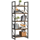 YITAHOME 5-Tier Rustic Brown Bookshelf - Stylish Modern Bookcase & Storage Rack for Home and Office YITAHOME