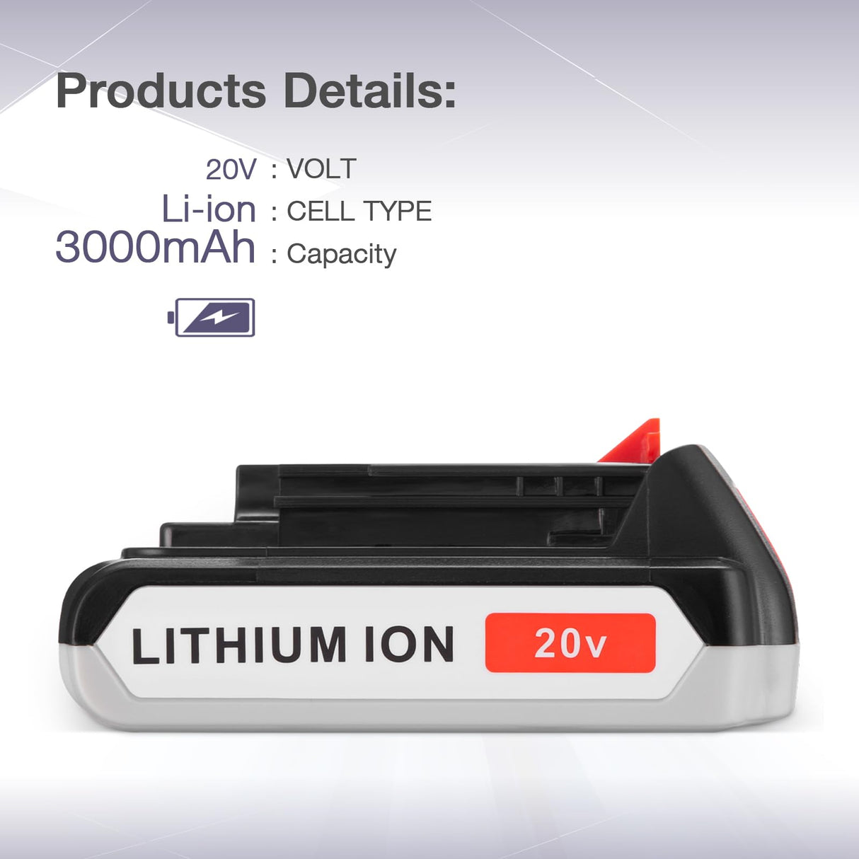 3.0 Replacement Battery wtih Charger Compatible for Black and Decker 20V Battery & Charger 20 Volt MAX Lithium Ion LBXR20 LB20 LBXR2020-OPE LBXR20B-2 LB2X4020-2 LORDONE