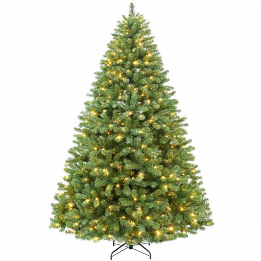 Hykolity 9 ft Prelit Christmas Tree, Artificial Christmas Tree with 600 Warm White Lights, 2100 Branch Tips, Metal Stand and Hinged Branches