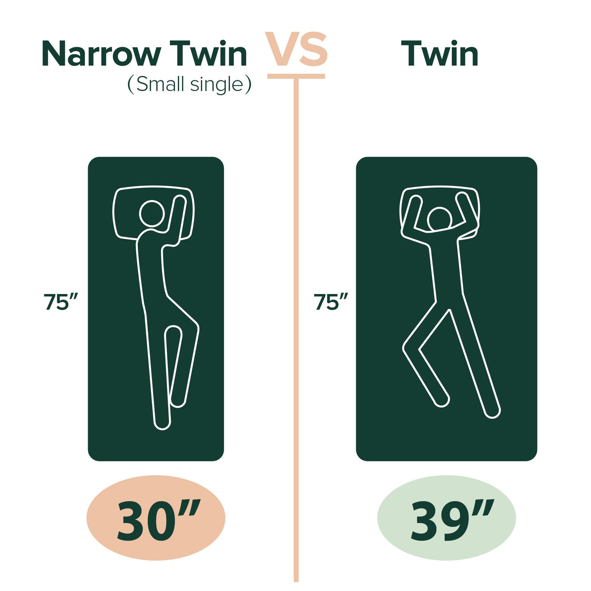 ZINUS 5 Inch Memory Foam Mattress, 75" x 30" (Narrow Twin), Fiberglass Free, Bunk Bed, Trundle Bed, Day Bed Compatible, White Zinus