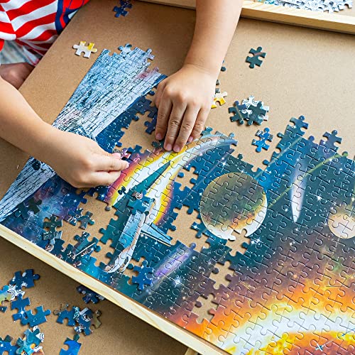 Nerosun 1500 Piece Puzzle Board with Drawers, 27" x 35" Wooden Puzzle Table Portable with 6 Sliding Drawer Organizers for Tiles Storage Kids Adults Family Game - WoodArtSupply