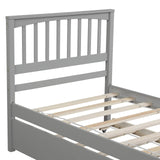 Harper & Bright Designs Twin Size Platform Bed with Trundle, Wooden Twin Bed Frame, Kids Platform Bed (Grey) Harper & Bright Designs