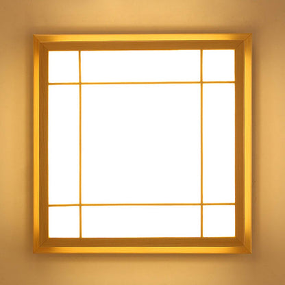 Japanese Style Square Wood Ceiling Light Fixture with LED Lamps, 110V Remote Control Dimmer Light Perfect for Bedroom, Living Room, Dining Room, and Kitchen (35x35cm) - WoodArtSupply