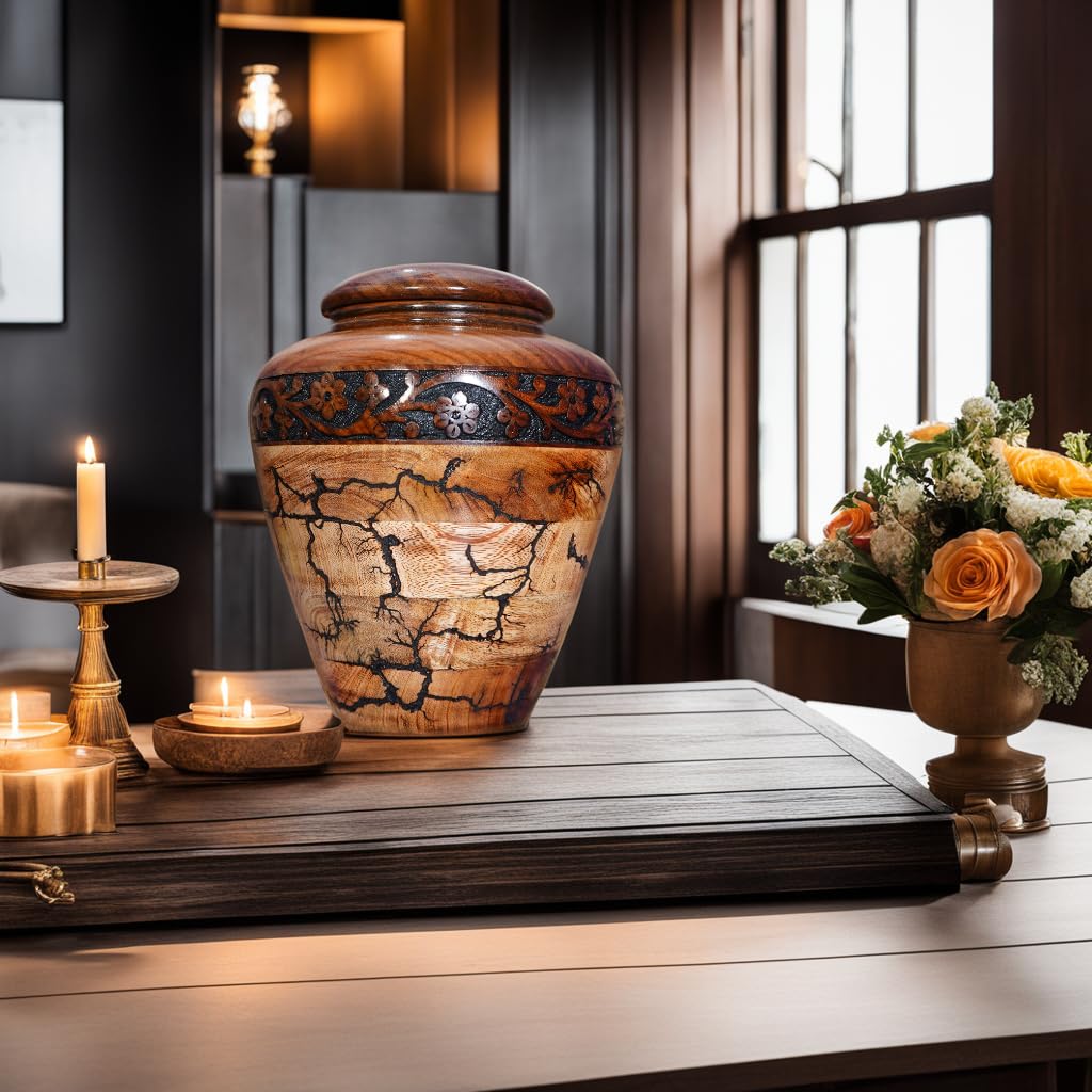 Best Urn for Human Ashes Large Wooden urn for Cremation Adult urn Box for Ashes Personalized Wooden urn Burial urn for Funeral Wood Box (Small Hold up to 60 LBS, No Personalized) Emporium Crafts