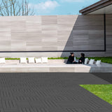 SHPAI Plastic Interlocking Deck Tiles, 36 Pack, 12"x12" Patio Decking Tiles Not-Slip All Weather Use, PVC Waterproof Outdoor Flooring Pavers for Backyard, Poolside, Porch, Balcony, Dark Grey SHPAI