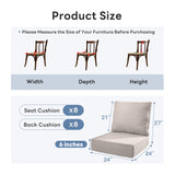 Artfurniz 6" Thicker Outdoor Chair Cushion 8 Sets - 24" *24" *6" Waterproof Patio Furniture Cushions with Removable Cover, 28D High Density Sponge Filling Thicken Outdoor Patio Cushions - Beige Artfurniz