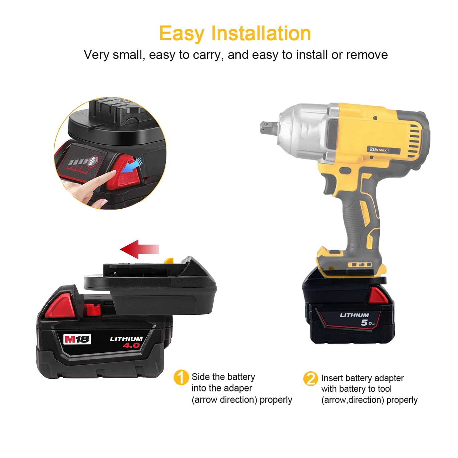 ZLWAWAOL MIL18DL Battery Adapter Converter for Milwaukee to Dewalt Battery, for Milwaukee M18 18V Lithium Battery Convert to Dewalt 20V Lithium Battery,for Dewalt 20V Cordless Tools - WoodArtSupply