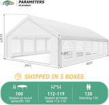 COBIZI 20x40FT Party Tent Heavy Duty Outdoor Gazebo White Event Shelter Wedding Canopy Tent for Parties BBQ with Removable Sidewall Windows, Powder Coating (Better Than Galvanized) COBIZI