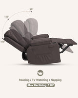 Manual Recliner Chair Sofa, Oversized PU Leather Recliner, Comfy Armchair for Living Room or Bedroom, Reclining Chair, Leather Recliner Chair for Adults, Gaming Sofa Chair (Dark Brown) GarveeLife