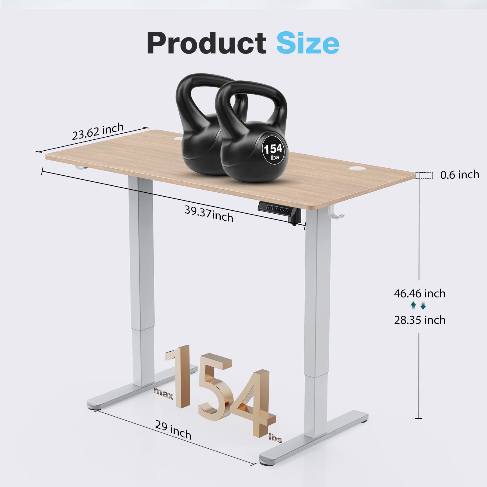 Sweetcrispy Electric Standing Desk, 40 x 24in Adjustable Height Electric Stand up Desk Standing Computer Desk Home Office Desk Ergonomic Workstation with 3 Memory Controller, Bamboo Texture - WoodArtSupply