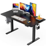 ErGear Electric Standing Desk, 48 x 24 inch Height Adjustable Sit Stand Up Desk, Computer Home Office Desk with 4 Memory Height Buttons, Two Pieces Desktop, Black, EGESD110B ErGear