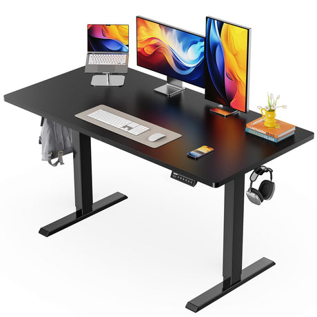 ErGear Electric Standing Desk, 48 x 24 inch Height Adjustable Sit Stand Up Desk, Computer Home Office Desk with 4 Memory Height Buttons, Two Pieces Desktop, Black, EGESD110B ErGear
