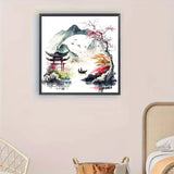 GEMFAMILY Diamond Painting Kits for Adults Beginner,5D Diamond Art Kits for Courtyard Under The Cherry Blossom, DIY Full Drill Landscape Diamond Dot Gem Art Kits for Home Decor 13.8 x 13.8 Inch GEMFAMILY