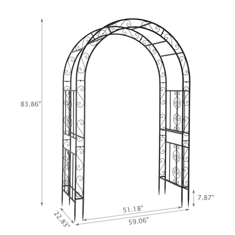 VINGLI Garden Arbor, Arch Archway for Wedding Ceremony Party, Steel Garden Trellis for Plant Climbing, Christmas Garden Decorations Pergola for Garden, Backyard, Lawn (59.1"x 22.8"x 83.9", Black) VINGLI