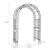 Outvita 7FT Garden Arch Arbor, Heavy Duty Metal Arbour Archway, Decorative Frame Stand Trellis with 7 Inch Ground Stakes for Wedding Ceremony Party Plant Climbing Rose Vines Lawn Courtyard Patio Black Outvita