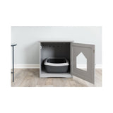 TRIXIE Small Furniture Litter Box Enclosure (Gray), Hidden Litter Box for Cats, Classic Style & Big Front Door for Easy Cleaning, Large Hole for Convenient Entry, Use As Side Table or Nightstand TRIXIE