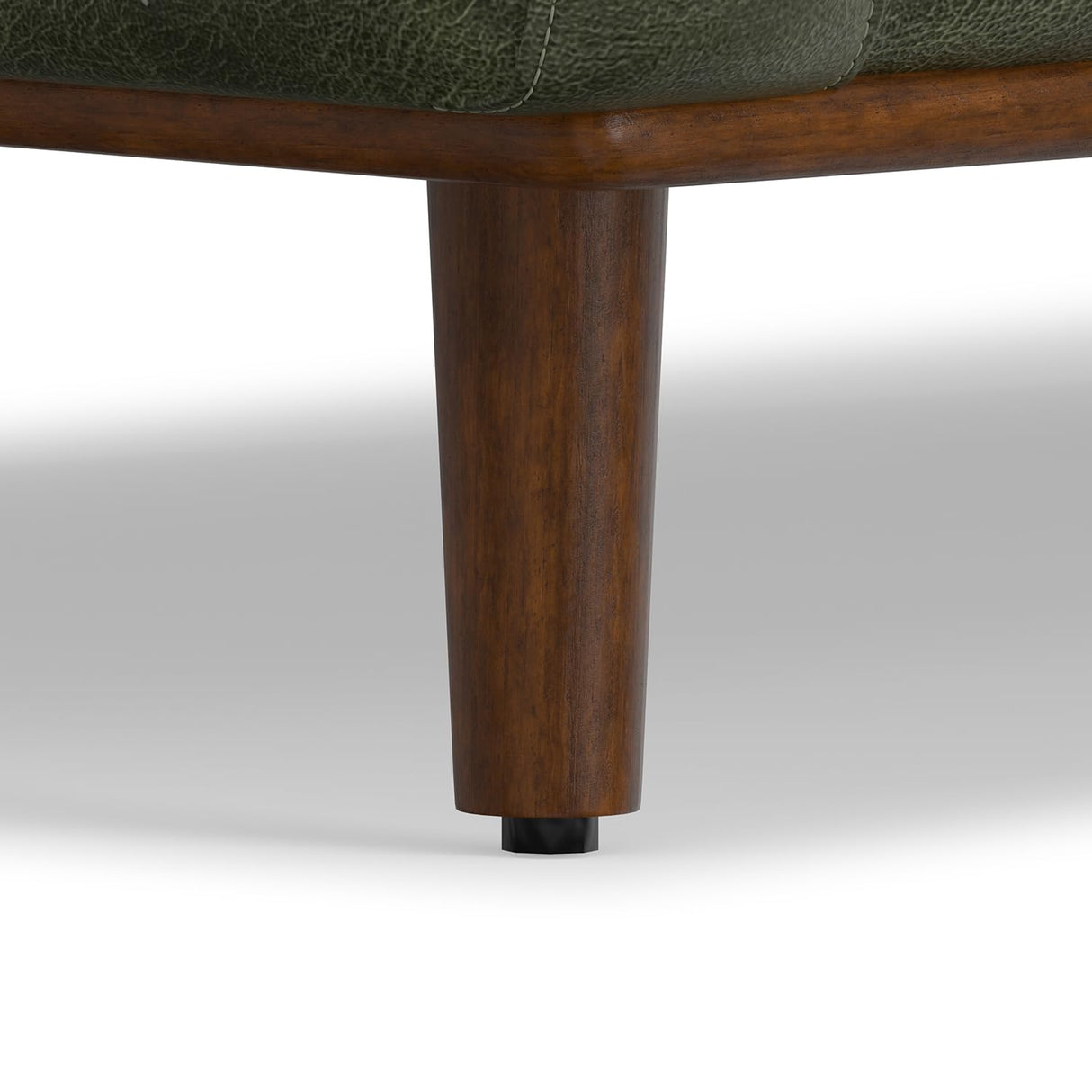 SIMPLIHOME Morrison 89-inch Wide Sofa in Moss Green Genuine Leather, Mid-Century Modern Design Couch for Living Room, Single Bench Cushion, 2 Back Cushions, 2 Bolster Pillows SIMPLIHOME