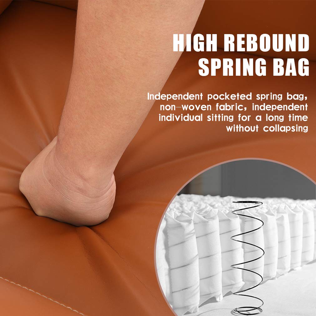 FDW Recliner Chair Push Back Sofa Home Theater Seating with Lumbar Support and Leather Padded Seat Backrest for Living Room (Tan) FDW