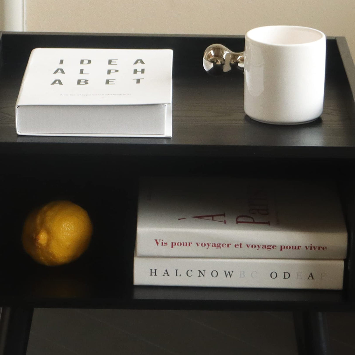 MaxSmeo Nightstand, Mid Century Modern Side Table Bedroom with Storage, Small End Bedside Table with Solid Wood Legs for Living Room, Office Small Spaces (Black) MaxSmeo